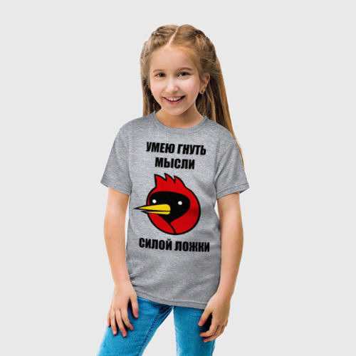 Детская футболка хлопок с принтом Омская птица мысли, вид сбоку #3