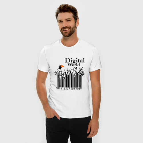 Мужская футболка премиум с принтом Digital World, фото на моделе #1