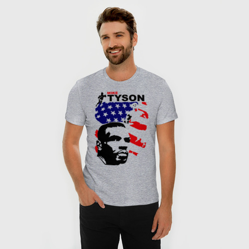 Мужская футболка хлопок Slim с принтом Боксер Mike Tyson, фото на моделе #1