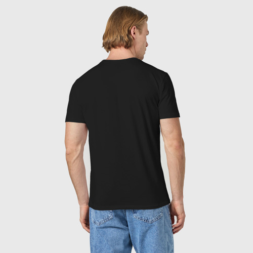 Мужская футболка хлопок с принтом Лев Powerlifting, вид сзади #2