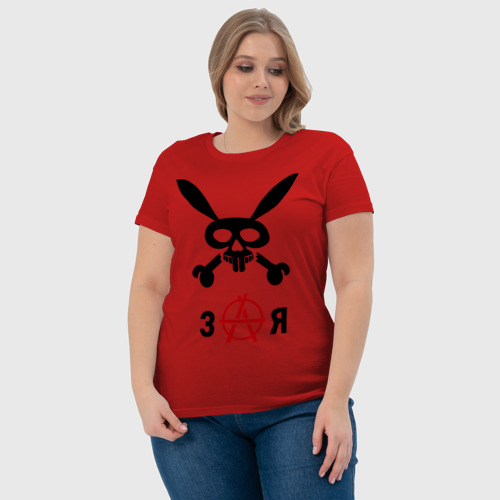 Женская футболка хлопок с принтом Анархо зая, фото #4