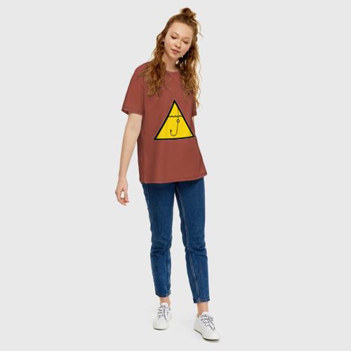 Женская футболка хлопок Oversize с принтом Значок рыбака, вид сбоку #3