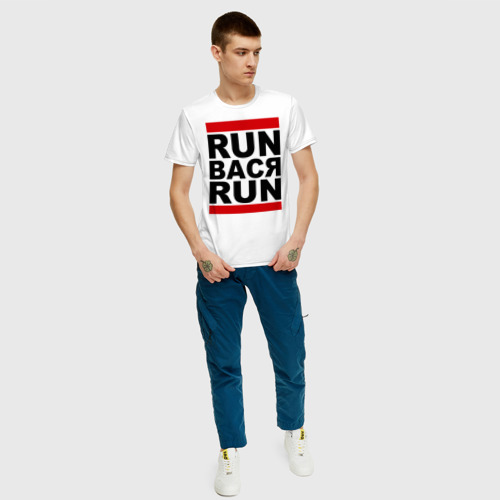Мужская футболка с принтом Run Вася Run, вид сбоку #3