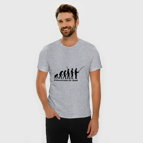 Мужская футболка премиум с принтом Рыбак Эволюция, фото на моделе #1
