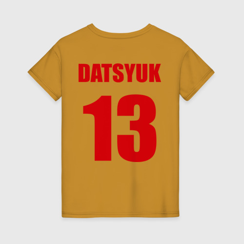 Женская футболка хлопок с принтом Detroit Red Wings Pavel Datsyuk - Павел Дацюк, вид сзади #1