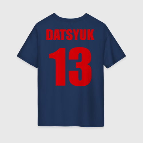 Женская футболка хлопок Oversize с принтом Detroit Red Wings Pavel Datsyuk - Павел Дацюк, вид сзади #1