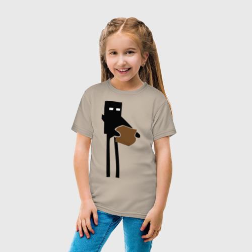 Детская футболка хлопок с принтом Enderman, вид сбоку #3