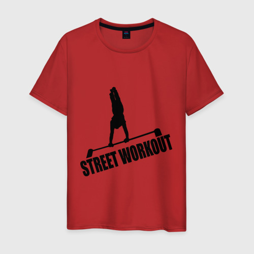 Мужская футболка хлопок с принтом Street Workout S, вид спереди #2