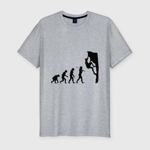 Мужская футболка хлопок Slim с принтом Эволюция альпиниста, вид спереди #2