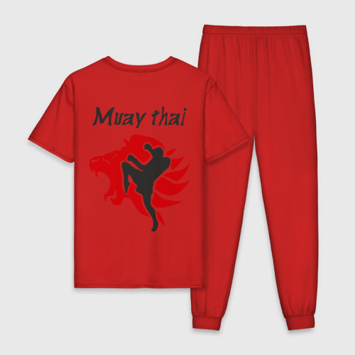Мужская пижама хлопок с принтом Muay thai, вид сзади #1