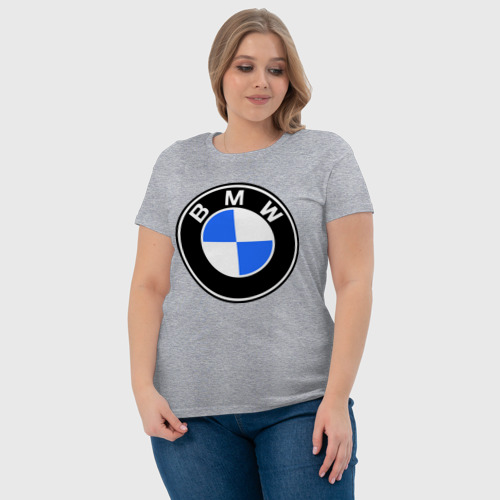 Женская футболка хлопок с принтом Logo BMW, фото #4