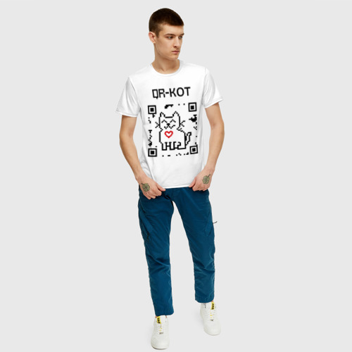 Мужская футболка с принтом QR-code-kote, вид сбоку #3
