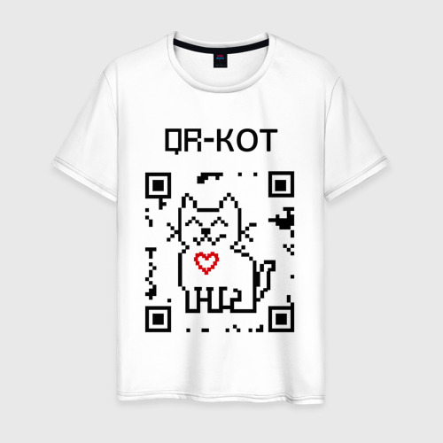 Мужская футболка с принтом QR-code-kote, вид спереди #2