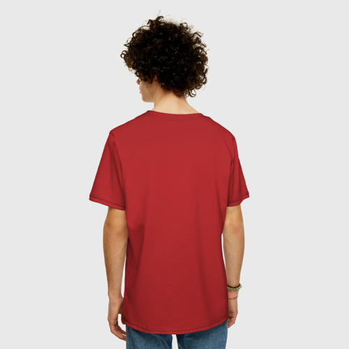 Мужская футболка хлопок Oversize с принтом Душа поет когда клюет, вид сзади #2