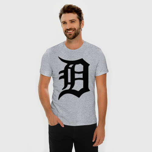 Мужская футболка хлопок Slim с принтом Detroit tigers, фото на моделе #1