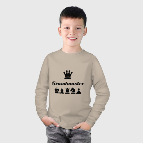 Детский хлопковый лонгслив с принтом Grandmaster, фото на моделе #1