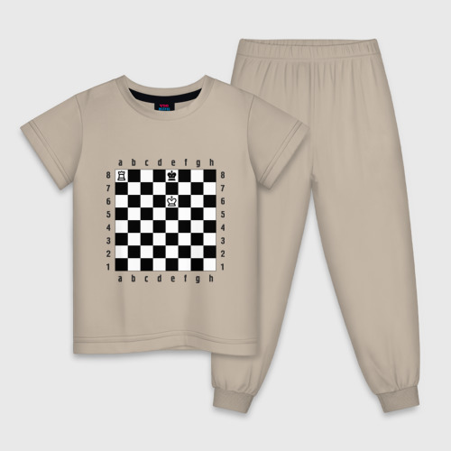 Детская пижама хлопок с принтом Комбинация шах и мат, вид спереди #2