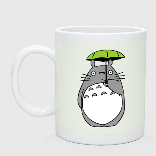 Кружка керамическая с принтом Totoro с зонтом, вид спереди #2