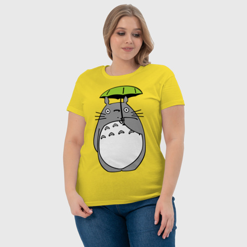 Женская футболка хлопок с принтом Totoro с зонтом, фото #4