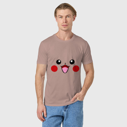 Мужская футболка хлопок с принтом Серый Pikachu, фото на моделе #1