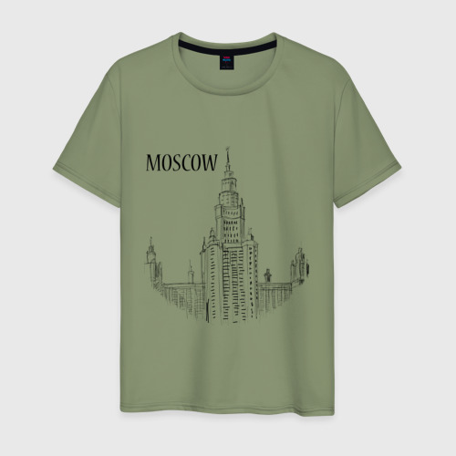 Мужская футболка хлопок с принтом MOSCOW (эскиз), вид спереди #2