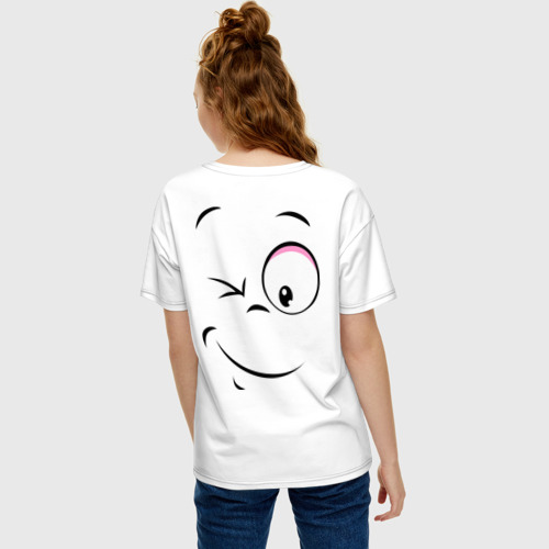Женская футболка oversize с принтом Позитив со всех сторон, вид сзади #2