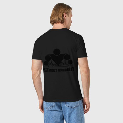 Мужская футболка хлопок с принтом Стрит Воркаут, вид сзади #2