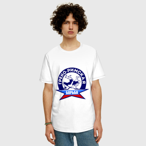 Мужская футболка хлопок Oversize с принтом Греко-римская борьба, Россия, фото на моделе #1