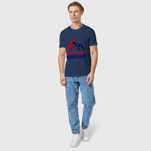 Мужская футболка хлопок с принтом Лого - борцы, вид сбоку #3