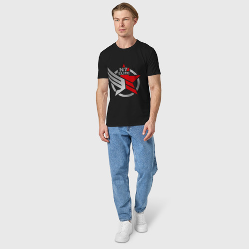 Мужская футболка хлопок с принтом N7 Mass Effect, вид сбоку #3