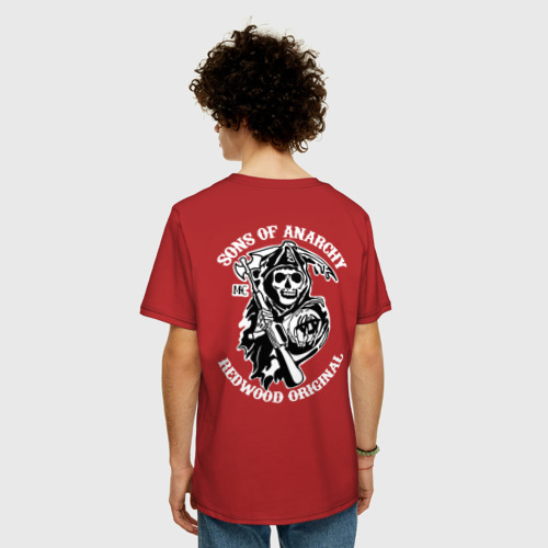 Мужская футболка хлопок Oversize с принтом Sons of anarchy back, вид сзади #2