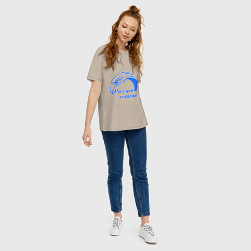 Женская футболка хлопок Oversize с принтом Параплан орел, вид сбоку #3