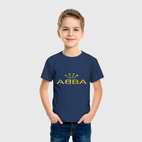 Детская футболка хлопок с принтом ABBA золото, фото на моделе #1