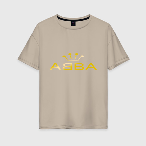 Женская футболка хлопок Oversize с принтом ABBA золото, вид спереди #2
