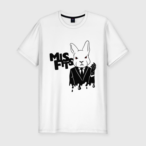 Мужская футболка хлопок Slim с принтом Кролик Misfits, вид спереди #2