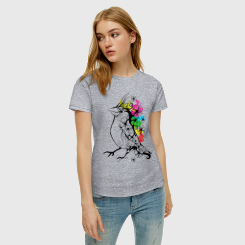 Женская футболка хлопок с принтом Birdie, фото на моделе #1