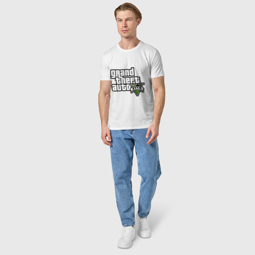 Мужская футболка хлопок с принтом GTA 5, вид сбоку #3