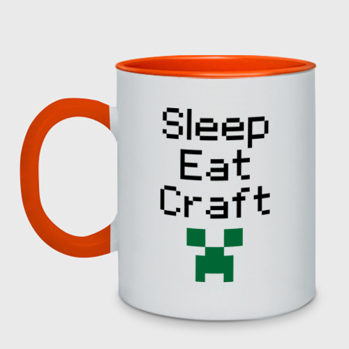 Кружка двухцветная с принтом Sleep, eat, craft, вид спереди #2