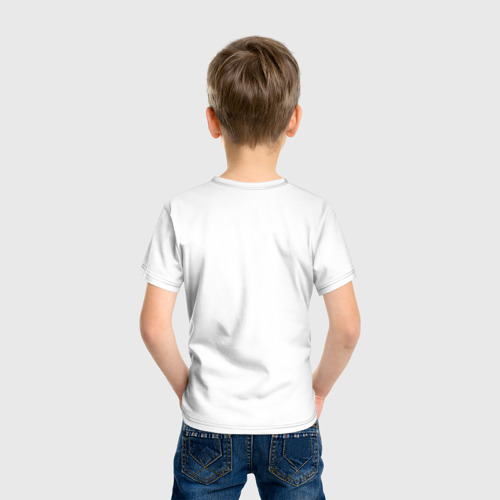 Детская футболка с принтом Вика не подарок, вид сзади #2