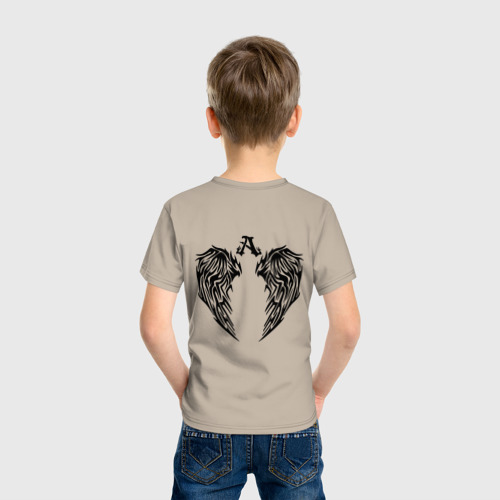 Детская футболка хлопок с принтом Крылья ангела, вид сзади #2