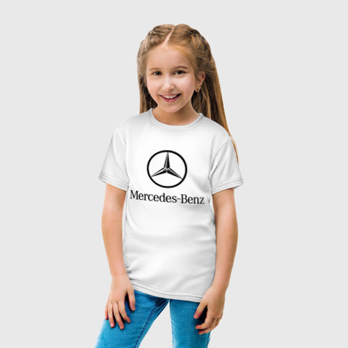 Детская футболка хлопок с принтом Logo Mercedes-Benz, вид сбоку #3