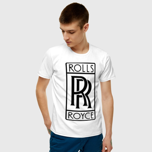 Мужская футболка с принтом Rolls-Royce logo, фото на моделе #1