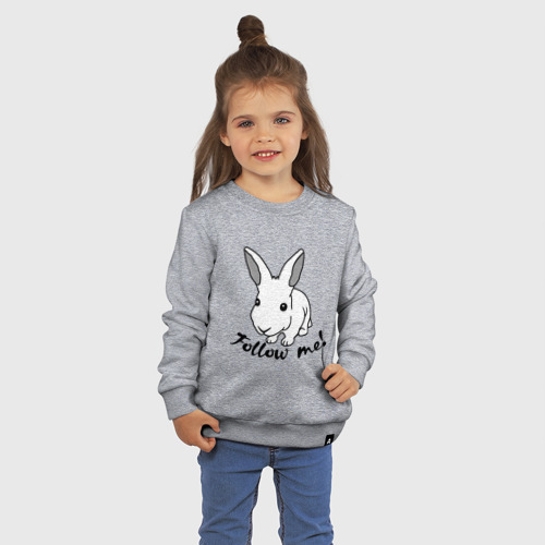 Детский свитшот хлопок с принтом Следуй за белым кроликом, фото на моделе #1