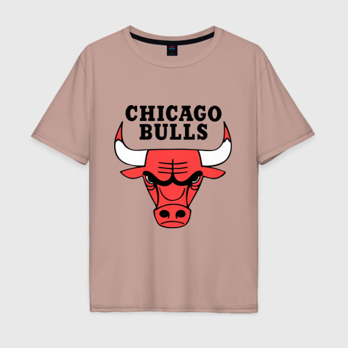 Мужская футболка хлопок Oversize с принтом Chicago bulls logo, вид спереди #2