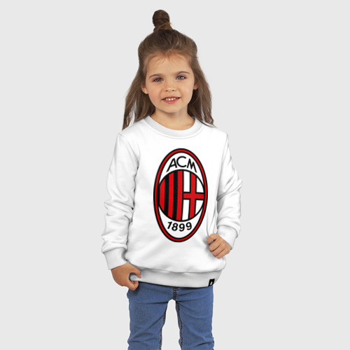 Детский свитшот хлопок с принтом ФК Милан, фото на моделе #1