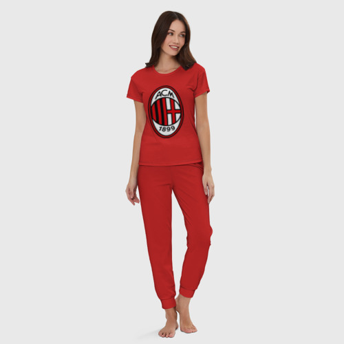 Женская пижама хлопок с принтом ФК Милан, вид сбоку #3