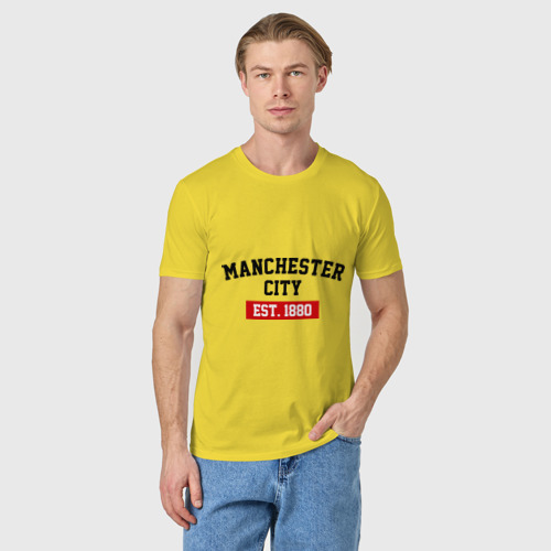 Мужская футболка хлопок с принтом FC Manchester City Est 1880, фото на моделе #1
