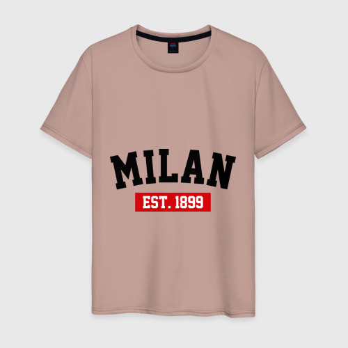 Мужская футболка хлопок с принтом FC Milan Est 1899, вид спереди #2