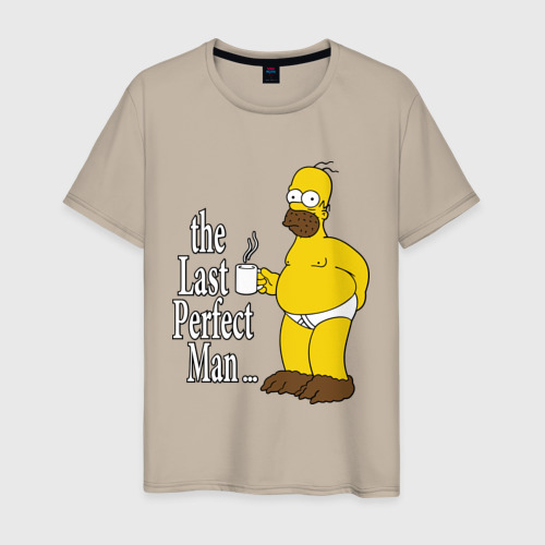 Мужская футболка хлопок с принтом Homer The Last Perfect Man, вид спереди #2