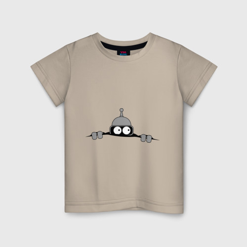 Детская футболка хлопок с принтом Bender из-под футболки, вид спереди #2